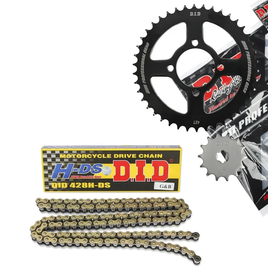 Bộ nhông sên dĩa DID Suzuki Sport sên vàng 428HDS-130RB 14T-42T