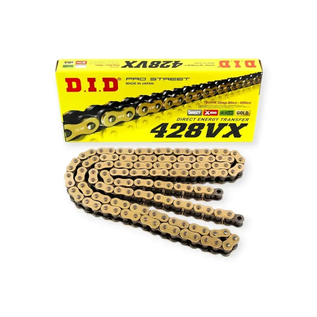 Sên DID 428VX-132FB X-Ring Gold 132 mắt cho mô tô 80cc–400cc