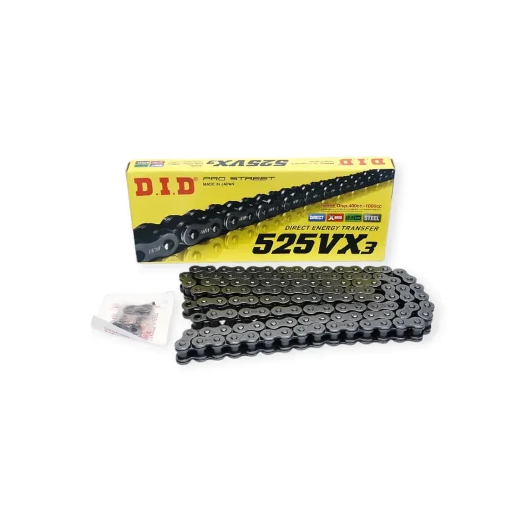 Sên mô tô DID 525VX3-120ZB 120 mắt X-Ring màu thép Nhật Bản